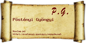 Pöstényi Gyöngyi névjegykártya